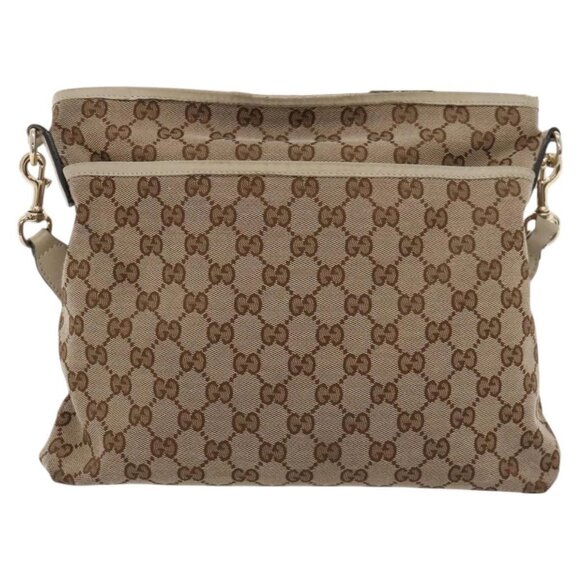 GUCCI GG Canvas Shoulder Bag Beige Gold - Picture 2 of 16